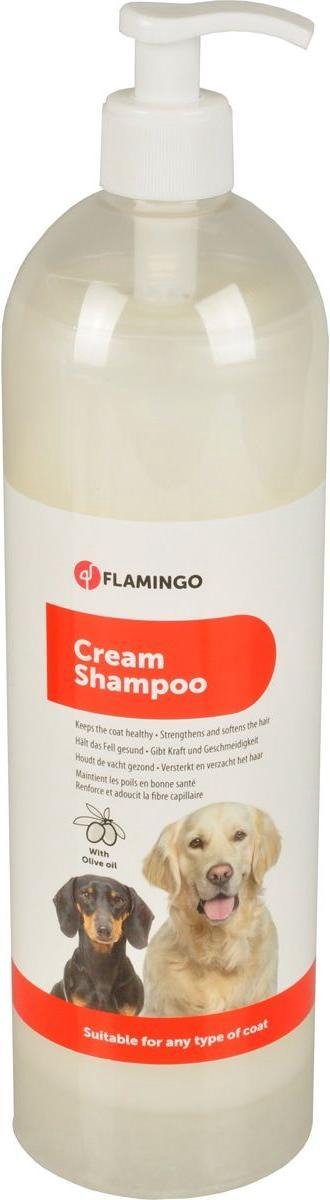 Flamingo Hundeshampoo Olivenöl - 1l - feuchtigkeitsspendendes Cremeshampoo für jeden Felltyp - stärkt das Fell und macht es weich -