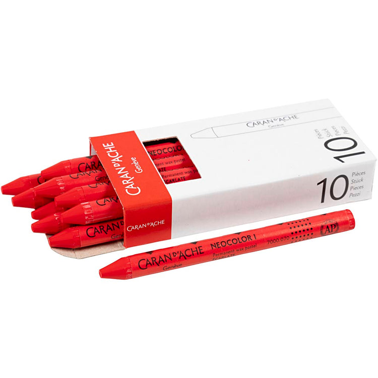 Caran dache caran d'ache neocolor i, L: 10 cm, Stärke 8,5 mm, Scharlachrot (070), 10 Stück 1 Box