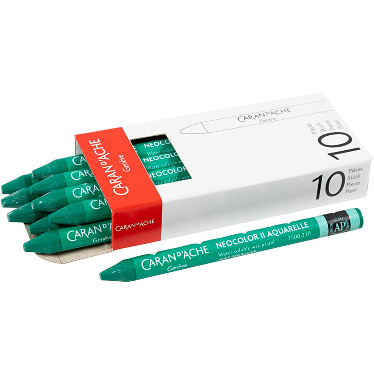 Caran Dache Caran d'Ache Neocolor II, L: 10 cm, Stärke 8,5 mm, Smaragdgrün (210), 10 Stück 1 Box