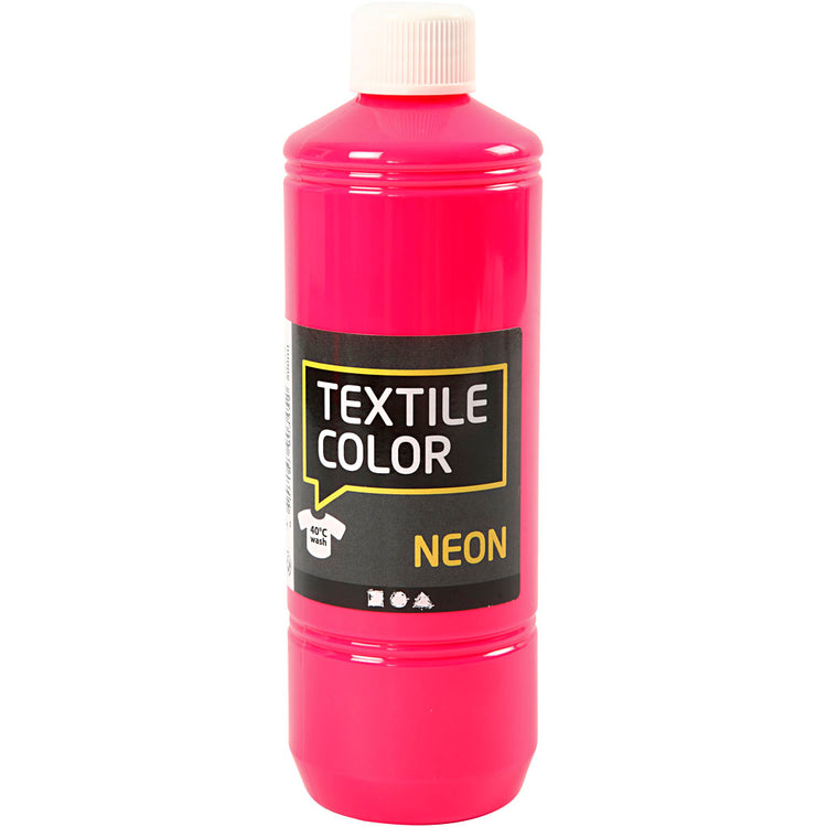 Kreativfirma Textilfarbe halbbedeckte Textilfarbe Neon Pink, 500 ml