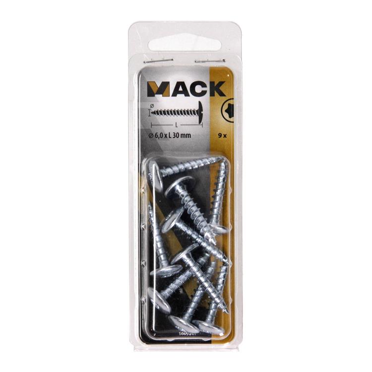 Mack 1069141 - Lukenschraube blau verzinkt 6,0 x 30 mm 9 Stück | 5 Stück