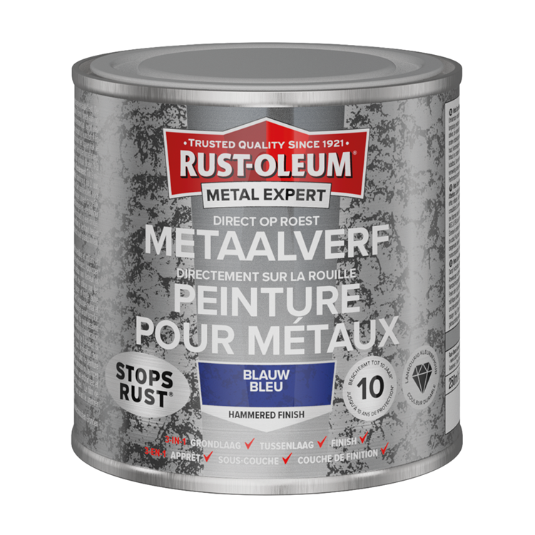 Rust-Oleum 1071360 – Hammerschlag – Blau – 250 ml direkt auf Rost – Metallfarbe | 1 Stk