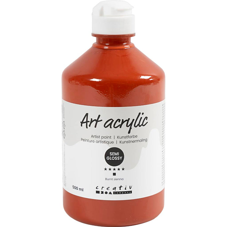 Creativ Company Acrylfarbe, halbglänzend, halbtransparent, gebrannte Siena, 500 ml 1 Flasche
