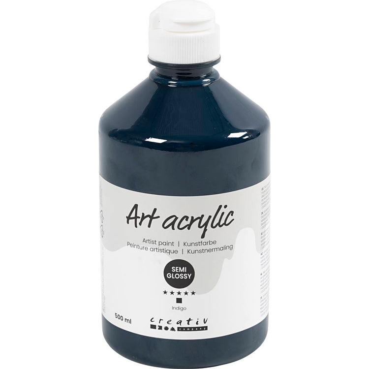 Creativ Company Acrylfarbe, halbglänzend, bedeckt, Indigo, 500 ml 1 Flasche