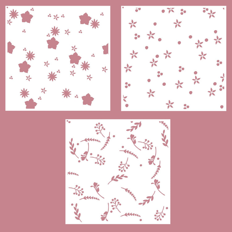Vaessen creative • Schichtvorlagen Blumen Sterne 15x15cm 3 Stk.