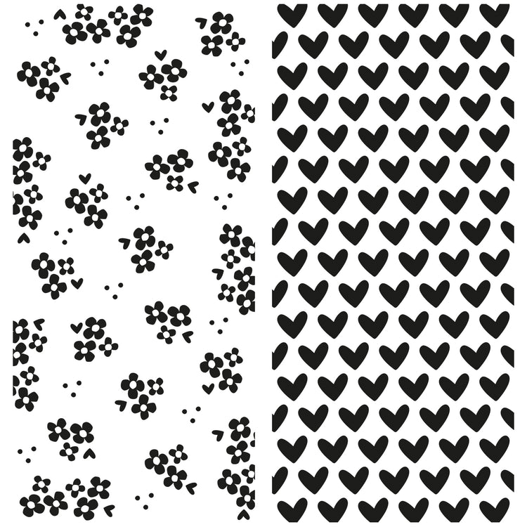 Vaessen creative • Klarsichtstempel Hintergrund Herzen Blumen 2St.