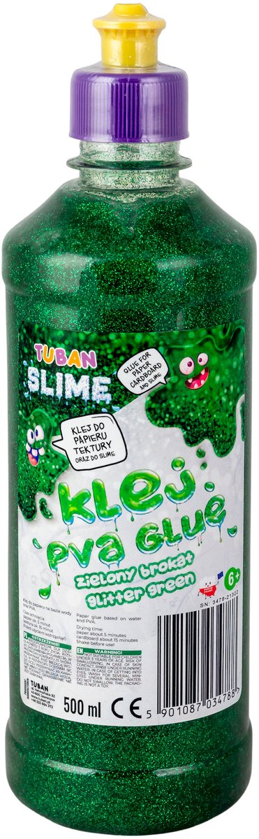 Tuban Glitzerkleber für Schleim PVA Grün 500 ml – Bastelspaß für Kinder.