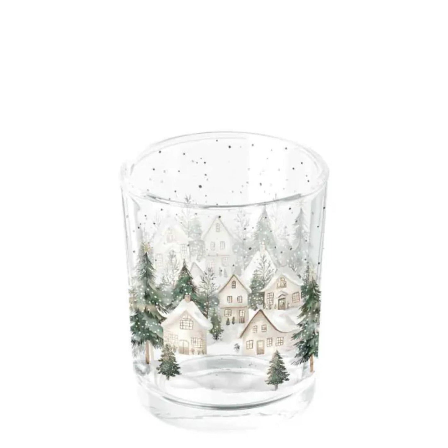Ambiente Teelichthalter verschneite Häuser Ø5,5x6,6cm Glas