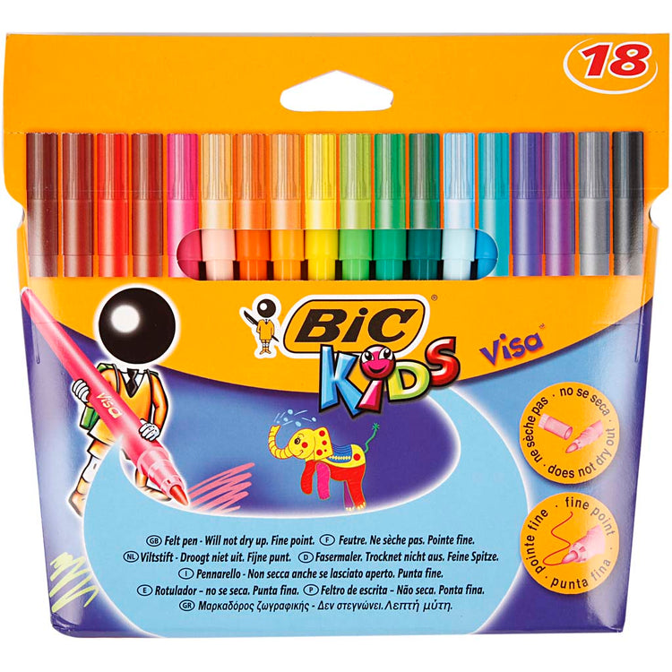 BIC -Visum feine Farbmarkierungen, Liniendicke 1,6 mm, verschiedene Farben, 18 Stück 1 Box