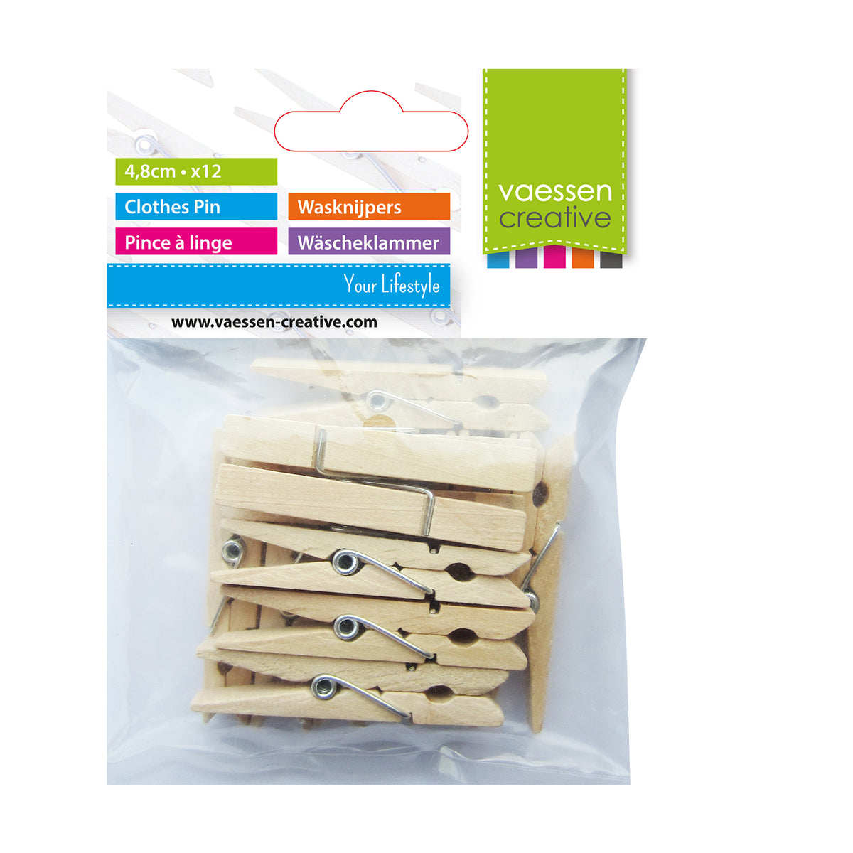 Vaessen creative • Wäscheklammern Holz 4,8 cm 12 Stück natur