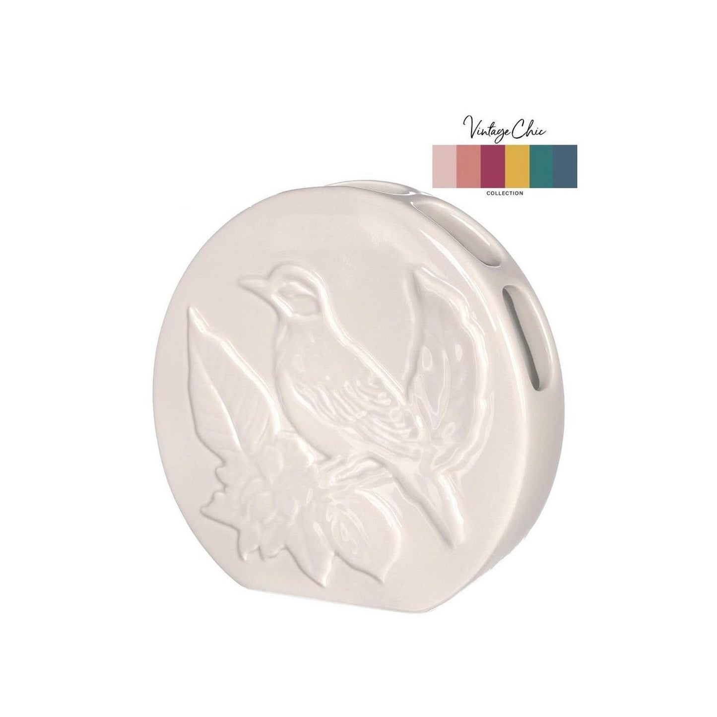Ideen 4 Jahreszeiten Vase Vogel Creme ø6xh20cm