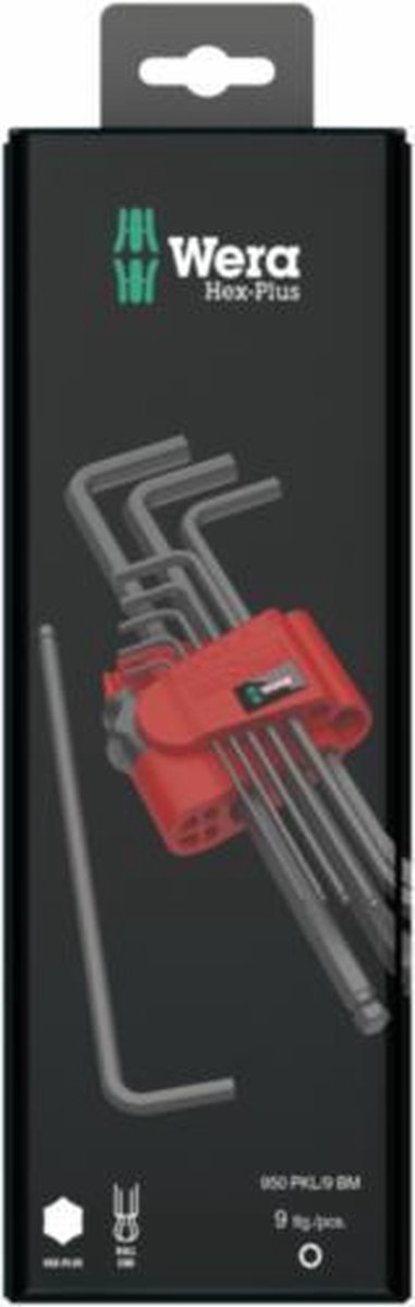 Wera 950 pkl 9 bm n sb Inbusschlüsselsatz, metrisch, schwarzer Laser, 9-teilig – 1 Stück – 05073596001