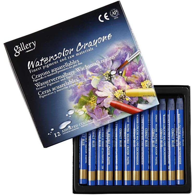Mungyo Aquarellkreide, L: 9,3 cm, Stärke 8 mm, Kobaltblau (338), 12 Stück 1 Box