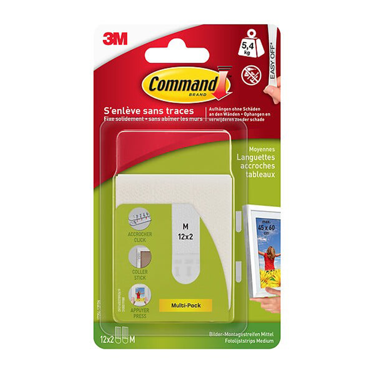 3 m 1071789 – Command-Montagestreifen mittel, weiß, Vorteilspack | 7 Stück