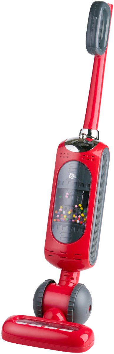 Dirt Devil Spielzeugstaubsauger – Kinder-Stabstaubsauger mit funktionierender Saugfunktion und realistischem Sound – für Jungen und Mädchen ab 3 Jahren – Rot-Grau