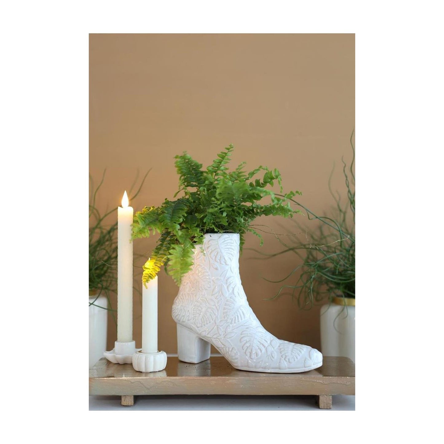 Ideen 4 Jahreszeiten Vase Bootie Creme ø7x22x19cm