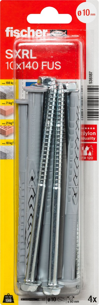 Fischer 536187 SXRL 10 x 140 Fus K NV Baudübel 140 mm 1 Satz(e)