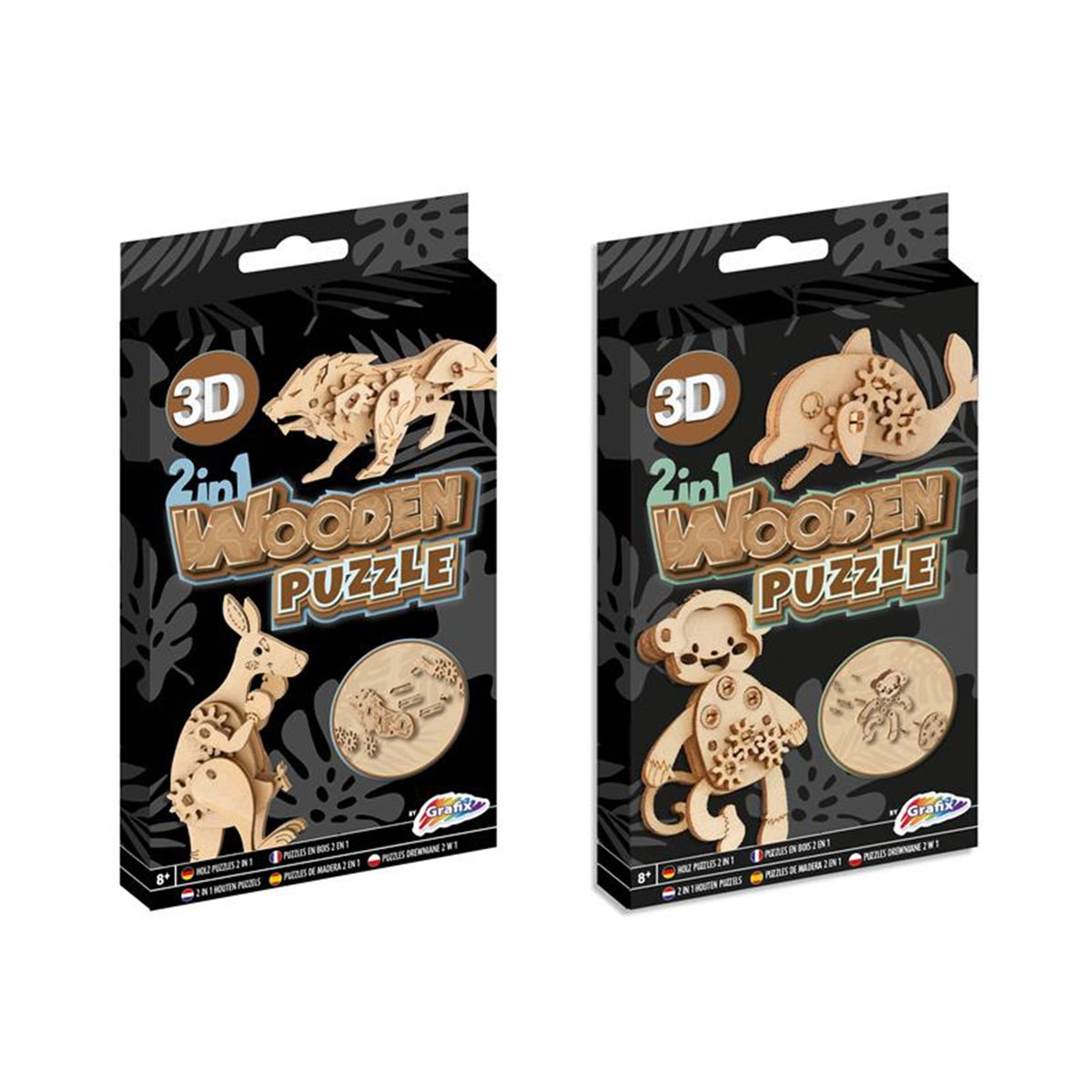 2-in-1-Holz-Kit 3D-Puzzle-Dolphin und AAP