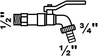 Kirchhoff Messing-Kugelhahn, vernickelt, 1 2 x 3 4 x 1 2 Düsen – 986188055
