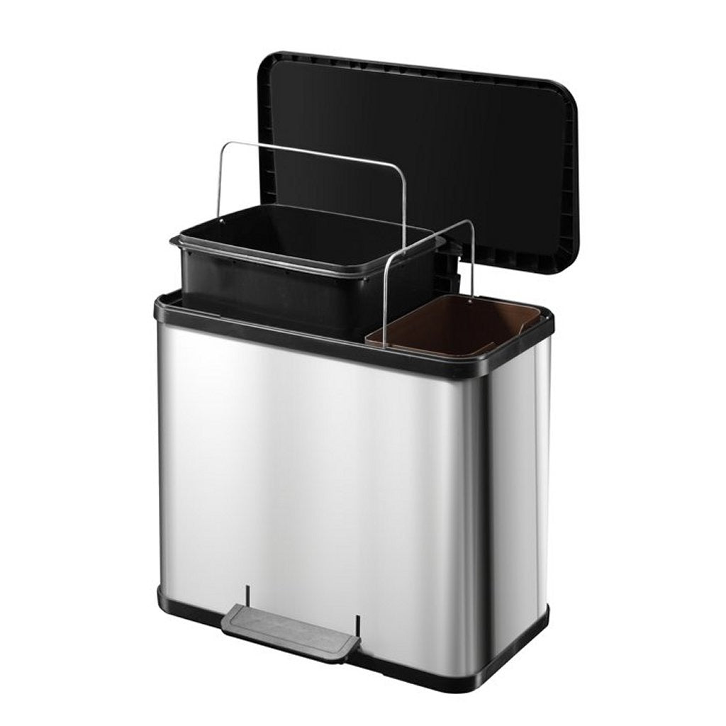 Hailo Hailo 0630-220 Öko Duo plus Ledal Eimer 17+9l Edelstahl Silber