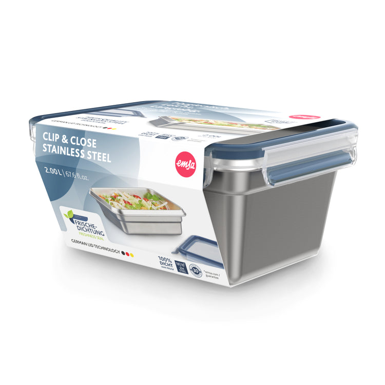 EMSA EMSA N1150600 Clip und Close Vershoudbakje 2L Edelstahl