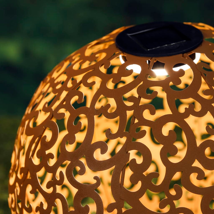 Hallo Gartenlampe Solar LED Boll 28,5 cm Metallbraun