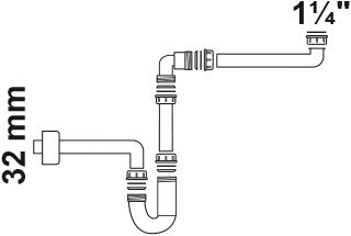 Kirchhoff Platzspar-Siphon aus Polypropylen für Waschbecken, 1 1 4 x 32 mm – 98833518
