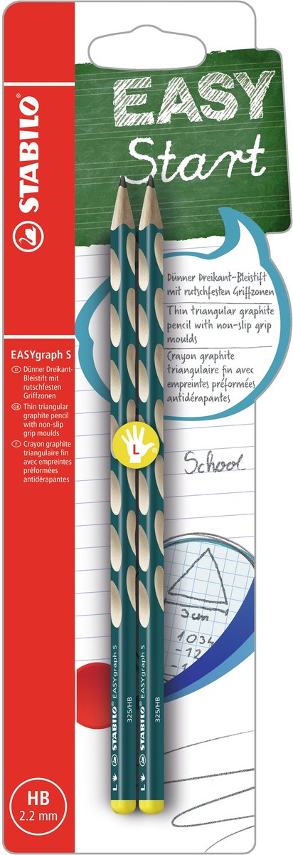 Stabilo easygraph s – ergonomischer Graphitstift – Linkshänder – HB-Härte – Benzin – 2 Stück