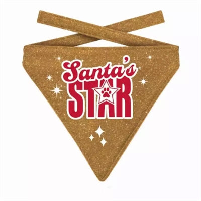 Viele Geschenke Weihnachten Bandana Santa's Star Glitter Gold