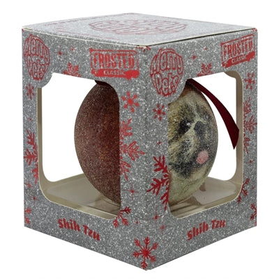 Viele Geschenke Weihnachtsball Frosted Shih Tzu Red