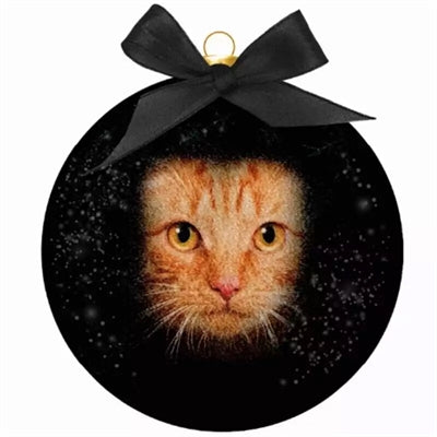 Viele Geschenke Weihnachtskugel gefrostete rote Katze Augen schwarz