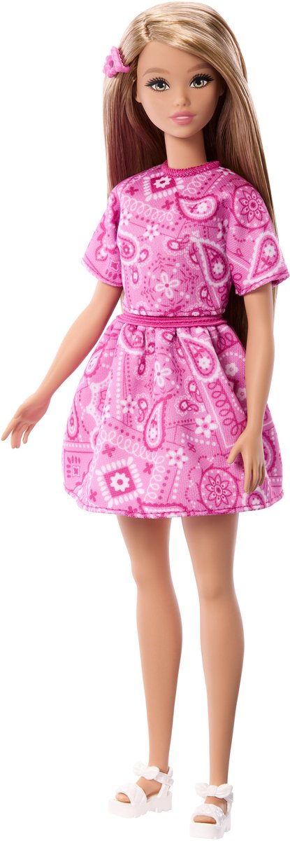 Barbie-Fashionistas-Stil – Puppe mit rosa Paisley-Rock und blonden Haaren