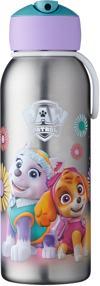 Mepal Isolierflasche Flip-Up Campus – 350 ml – 12 Stunden kalt, 4 Stunden heiß – Trinkflasche mit Strohhalm für Kinder – Paw Patrol Girls