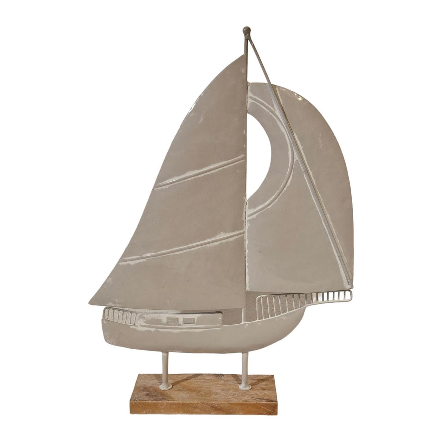 Villa Atmosphäre Deko Segelboot Metall Holz 36x8x51,5cm