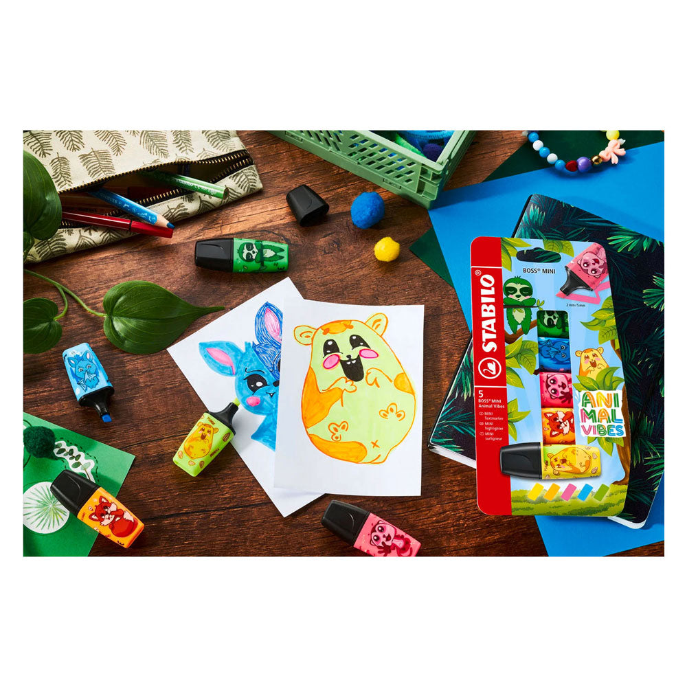 Stabilo Animal Vibes Boss Mini-Textmarker – 5 Stk.