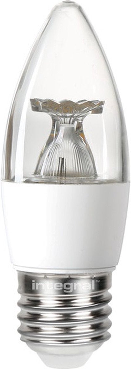 Integrierte LED – Kerzenlampe – E27 – 4,9 Watt – 2700 K – 470 Lumen – klare Abdeckung – nicht dimmbar