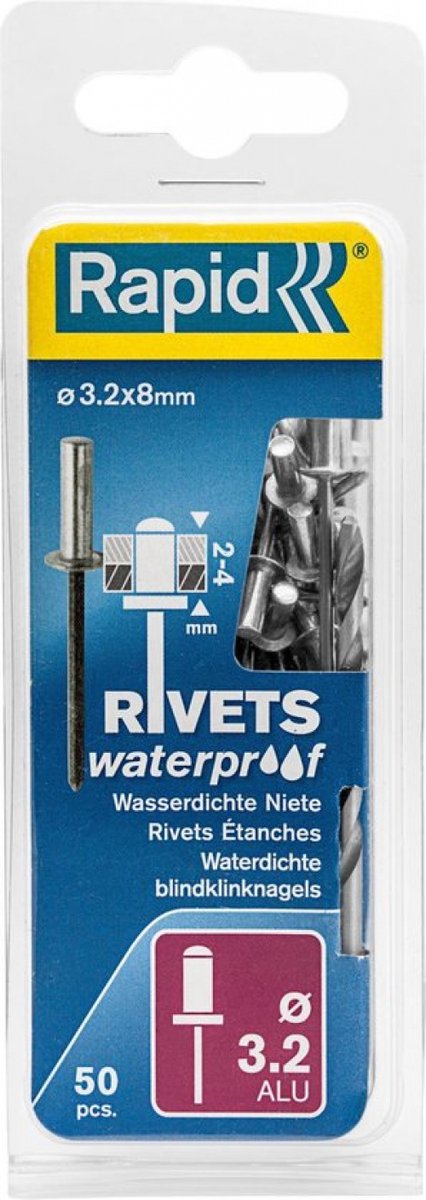 Rapid wasserfester Blindniet ø 3,2 x 8 mm 50 Stück + Bohrer