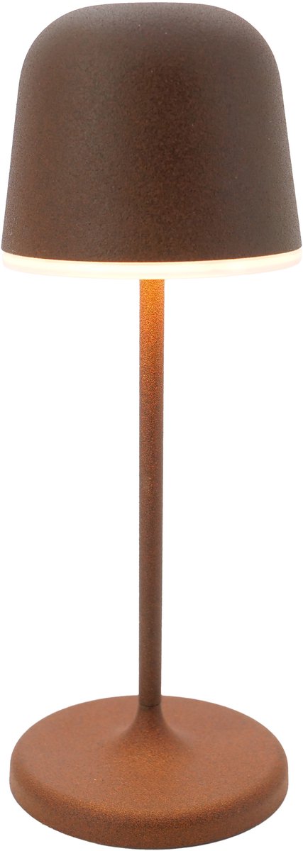 Eglo Maniera-S Tischleuchte – Erdspießlampe – wiederaufladbar (bis zu 28 Stunden Licht) – 20 cm – rostbraun weiß – kabellos – dimmbar – drinnen und draußen