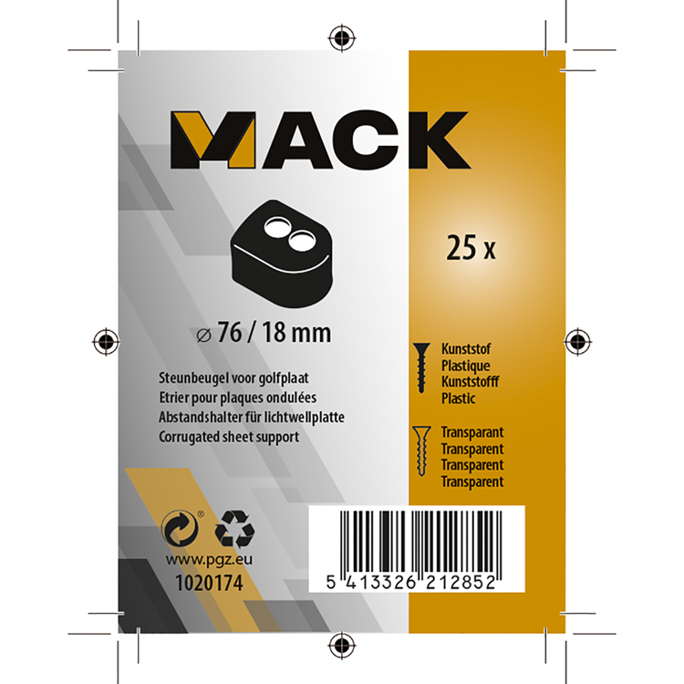 Mack 1020174 - Halterung für Wellblech 25 Stück 76 18 | 5 Stück