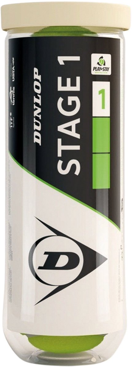 Dunlop Tennisbälle der Stufe 1 – 3 Stück – grün gelb