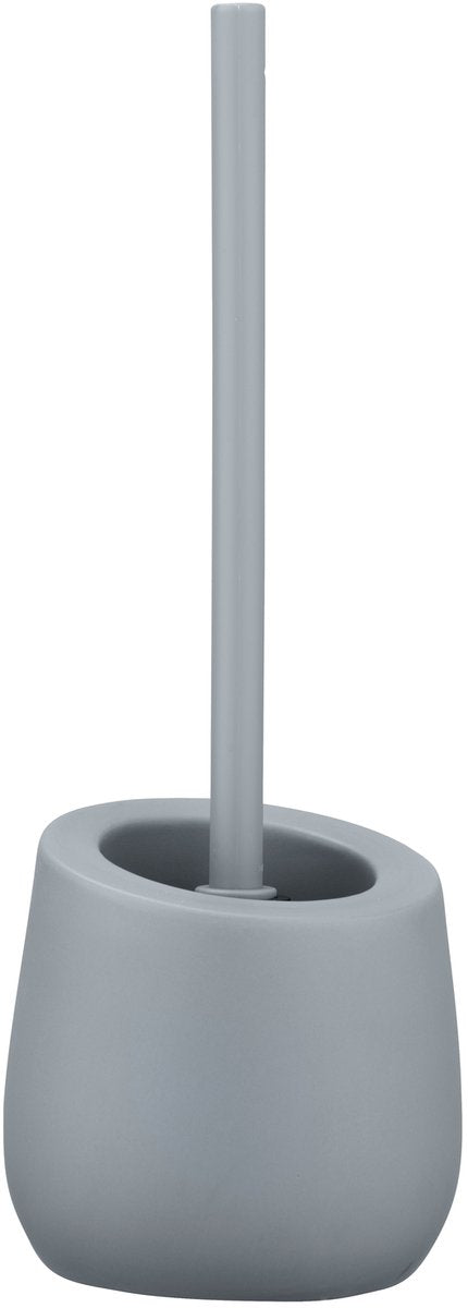 Wenko WC-Bürstenhalter Badi mattgrau aus Keramik mit Silikon-Bürstenkopf – WC-Bürste mit Halter – WC-Bürste mit Halter freistehend