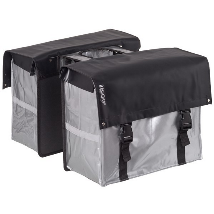 Bagoo Doppelfahrradbeutel Bisonyl 58 Liter schwarz Silber