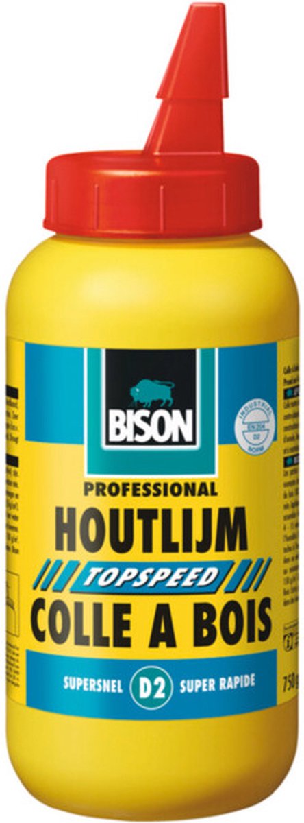 Bison Express Holzleim – extra starker, feuchtigkeitsbeständiger Holzleim, D2, lösungsmittelfrei, verzichtbar, transparent, Flasche 750g, stärker als Holz, überstreichbar,