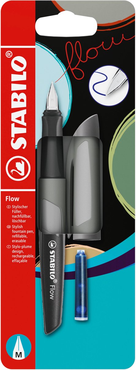 Stabilo Flow - Füllfederhalter - Monochrom - Grau + 1 Tintenpatrone