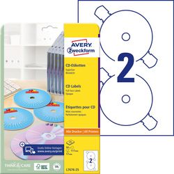 CD-Etiketten in voller Größe, Einlegekarten Avery L7676-25