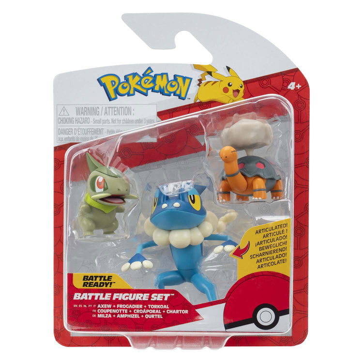 Jazwares Pokémon-Kampffigur – Axew, Frogadier Torkoal