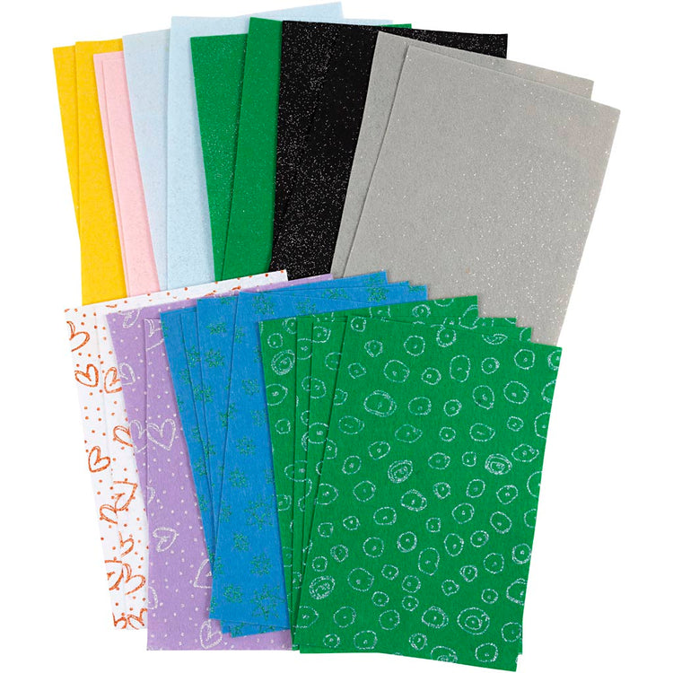 Creativ Company Hobbyfilz, Blatt 21x30 cm, Stärke 1,5-2 mm, Inhalt kann variieren, verschiedene Farben, 24 Blatt 1 Karton