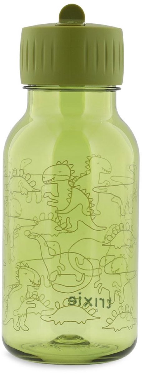 Trixie Trinkflasche mit Aufdruck – gewagter Dino – Tritan™-Wasserflasche für Kinder – 350 ml – auslaufsichere Flasche – grün