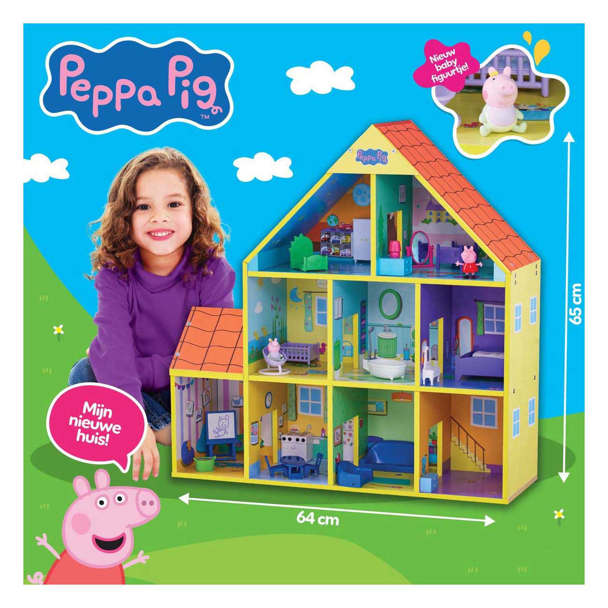 Spectron Peppa Pig Puppenhaus aus Holz mit 9 Zimmern