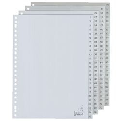 Tabs Kangaro PP G100cm A4 120 Mikron grau 4-Serie 1-100 23-Loch bedruckt